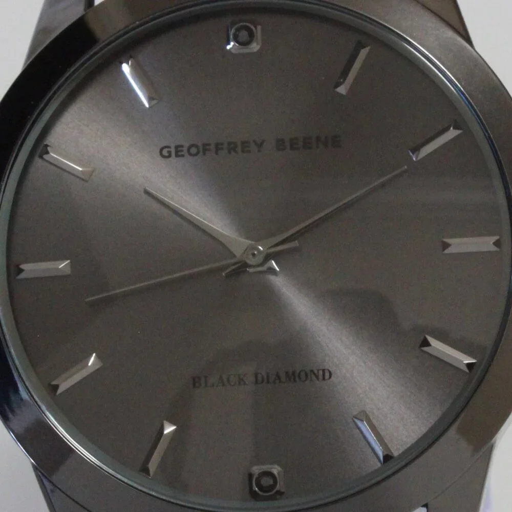 Geoffery Beene Men's Quartz Dress Watch Gun Metel Grey Milanese Bracelet 42mm